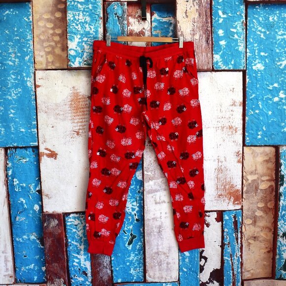 Women's Secret Treasures Light Flannel Pajama Jogger Pants Snowflake XLARGE Red - Picture 1 of 10